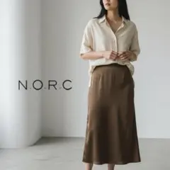 921ね@ N.O.R.C サテン スカート カーキ 春物 ロングスカート