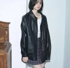 Heather フェイクレザーBIGブルゾン ブラックのサムネイル