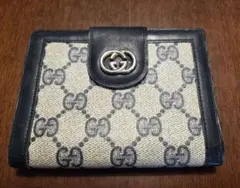 オールドグッチ GUCCI 二つ折り財布 GG柄 キャンバス×レザー