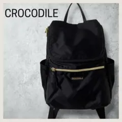 【美品】CROCODILE クロコダイル リュック 黒 ブラック ゴールド金具
