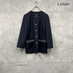 13＋号 Leilian ノーカラージャケット 大きいサイズ N2362