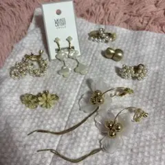 フラワーデザイン イヤリング 7ペアセット