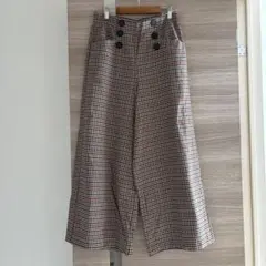 ザラ　チェック柄　ワイドパンツ
