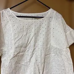 アイレットレース 半袖ブラウス ホワイト