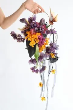 大人ブーケ　個性的　ウエディングブーケ リングブーケ　リングブーケ　黒