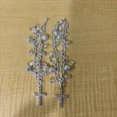 ハンドメイド クリスタル 十字架 イヤーカフ 2個セット