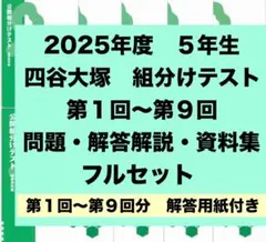 四谷大塚　組分けテスト　5年生　2025年度　過去問セット　解答用紙付き　紙