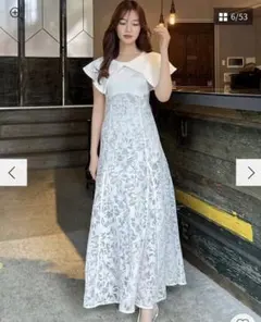 【新品タグ付】dazzlin 花柄ロングワンピースS ホワイト コルセット