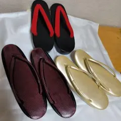 草履 ワニがわ 礼装用 浴衣用下駄の3セット売 単品ご希望可能 8-93