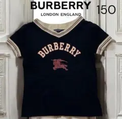 BURBERRY LONDON VネックTシャツ150 黒ホース ロゴのサムネイル