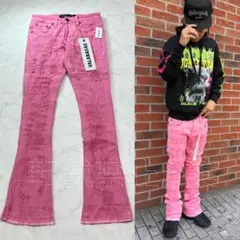 valabasas バラバサス クラッシュスキニーフレアデニム ホワイト 32