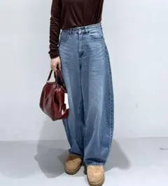 値下げ中！新品/LAKOLE カーブデニムパンツS/ユーズドウォッシュ