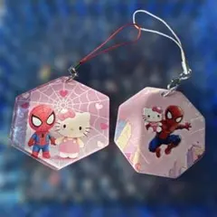 ハローキティ スパイダーマン アクリルストラップ2点セット