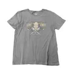 グラフィックTシャツ　フロントプリント　古着　ダークグレー　ウエスタン　8S2