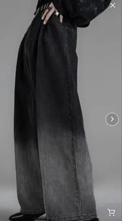 ADRER ブラックグラデーション ワイドパンツ リング付き