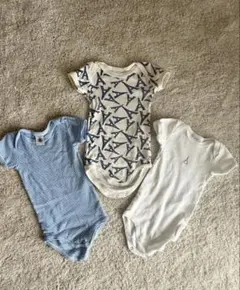Petit Bateau プリント半袖ボディ3枚組