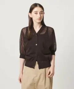 M 新品UNITED ARROWS シアーvネックカーデ brown 新品UNITED ARROWS シアーvネックカーデ brown - メルカリ