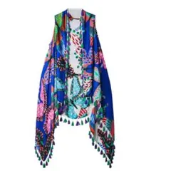 新品未使用タグ付✨Desigual 蝶々 リバーシブル ストール （ブルー）のサムネイル