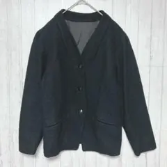 ノーカラージャケット　ブラック【M】　レディース　秋冬用