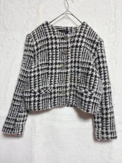 チェック柄クロップドジャケット