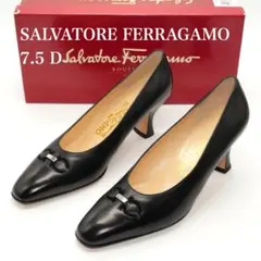 7.5D　SALVATORE FERRAGAMO SUE　レザー　黒　使用感なし