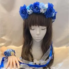 のんちゃん様の専用出品です♡青系 花かんむり リストレット
