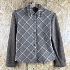 長袖 ウール ジャケット チェック レディース Mサイズ 古着 ファッション