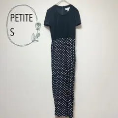 ドット柄オールインワン 半袖 USA製 レトロ 上品 ブラックパンツ