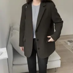 美品 LAURENHI テーラードカラーシングルジャケット ダークブラウン