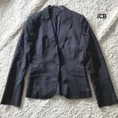 iCB テーラードジャケット 9 ピンストライプ ビジネス 黒 オンワード