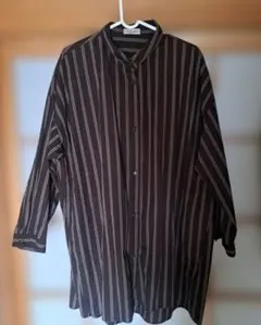 サマンサモスモス　ブラウンストライプ長袖シャツワンピース