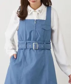 NICOLE CLUB 刺繍入り襟付き長袖ブラウス