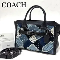 COACH Patchwork Denim 2way Handbag 美品