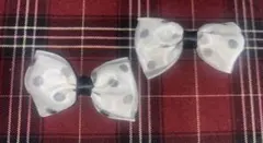 Y2K 水玉模様リボンヘアクリップ2個セット