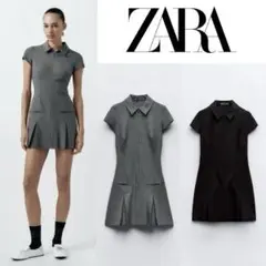 ZARA ボックスプリーツシャツワンピース