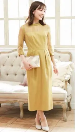 AIMER スタンドカラーストライプレースコクーンワンピース オケージョン