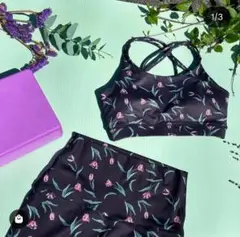 花柄クロスストラップブラトップ＆レギンスセット