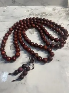 紫檀　木製 茶色 数珠108玉　念珠　パワーウッド　お守り　ネックレス