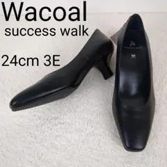 【未使用品】Wacoal　ワコール　スクエアトゥ　牛革　黒　24cm3E　日本製