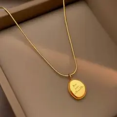 コインラウンドネックレス サージカルステンレス 金アレ対応ネックレス　ゴールドh