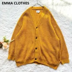 エマクローズ 5G 畦編み ボリュームニットカーディガン　マスタード L