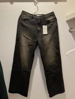 BLACKUP [MADE] ノバンウォッシングワイドデニム ブラック L