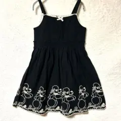 Shirley Temple黒の刺繍ワンピース プードルブラックワンピース