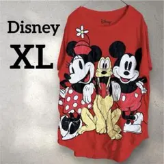 Disney 【XL】ディズニー公式 ミッキー ミニー プルート Tシャツ 赤