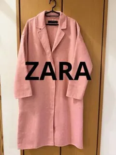 ウール50%ロングコート　ZARA ピンクロングコート