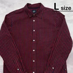 GAP　コットンシャツ　長袖　L　レッド　赤　ギンガムチェック柄　USA古着