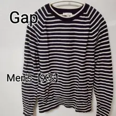 z419 【Gap】 長袖ボーダーニット（メンズXS） ネイビー×ホワイト