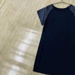 ESPIE エスピエ イトキン 袖ドット切替 チュニックワンピース 36 紺