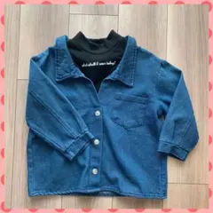子供服 長袖 キッズ ガール b シャツ デニム おしゃれ ブルー 110cm
