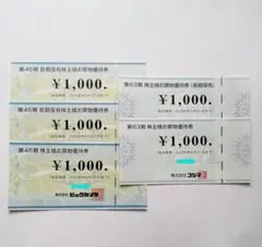 ビックカメラ コジマ株主優待 合計 5000円分